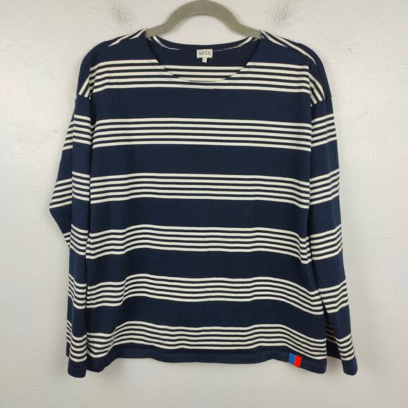 KULE Tops - Kule The Boyfriend Top Womens Small Navy Stripe Cream Stripe Long Sleeve Preppy